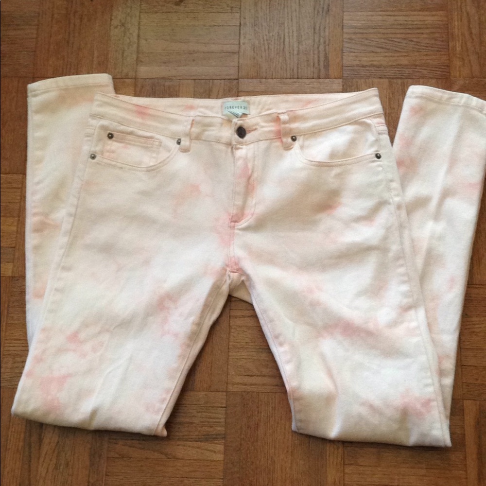 Peachy tie dye skinny pants jeans. Cotton stretch. Nice for summer not white ❤️🐟